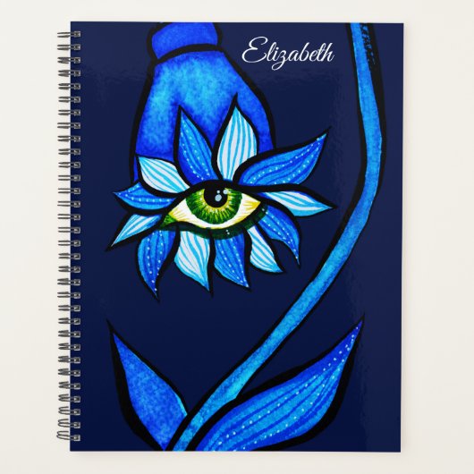 Middernacht Gothic Eye Bloem - Donkerblauwe Botani Planner (Voorkant)