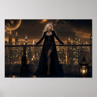 Middernacht Gothic Skyline Droomlandschap Poster