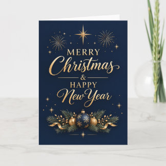 Middernacht Goud Prettig Kerstfeest en een Gelukki Kaart