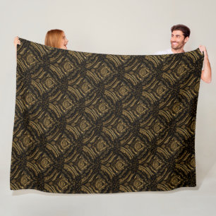 Middernacht Gouden Damast Elegantie Fleece Deken