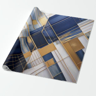 Middernacht Gouden Lijnen – Elegant , Modern & Geo Cadeaupapier