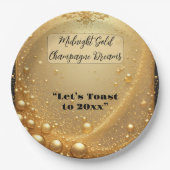 Middernacht Gouden Nepchampagne Droom Bruisend Nie Papieren Bordje (Voorkant)