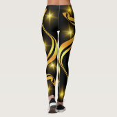 Middernacht Gouden Streak Broek Leggings (Achterkant)
