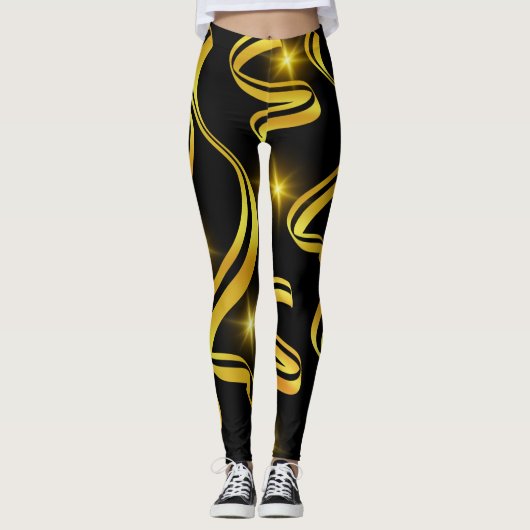 Middernacht Gouden Streak Broek Leggings (Voorkant)