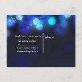 Middernacht Hemelblauwe Lichten Trouw Save the Dat Aankondigingskaart (Achterkant)