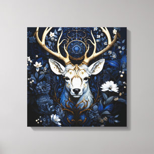 Middernacht Hemels Bloemrijk Gotisch Hert Canvas Afdruk