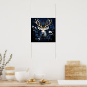 Middernacht Hemelse Bloemrijke Gotische Herten Poster (Keuken)