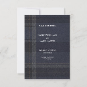 Middernacht Highland Tartan Huwelijk Erfgoed Save The Date