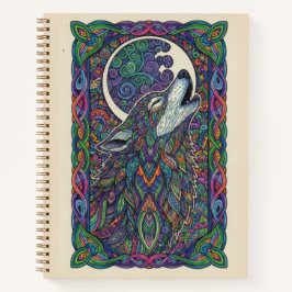 Middernacht Huilende Wolf Maan Zentangle Kunst Jou Notitieboek