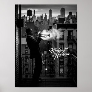 Middernacht in Harlem Trompettist Foto Poster