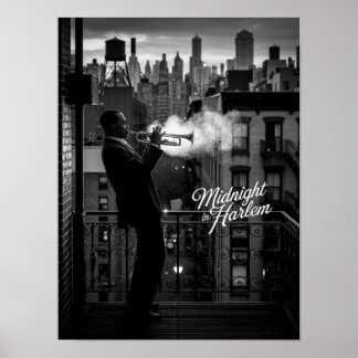 Middernacht in Harlem Trompettist Foto Poster