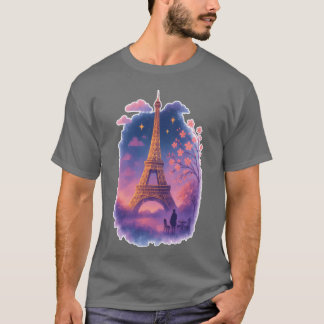 Middernacht in Parijs Eiffeltoren Droomlandschap m T-shirt