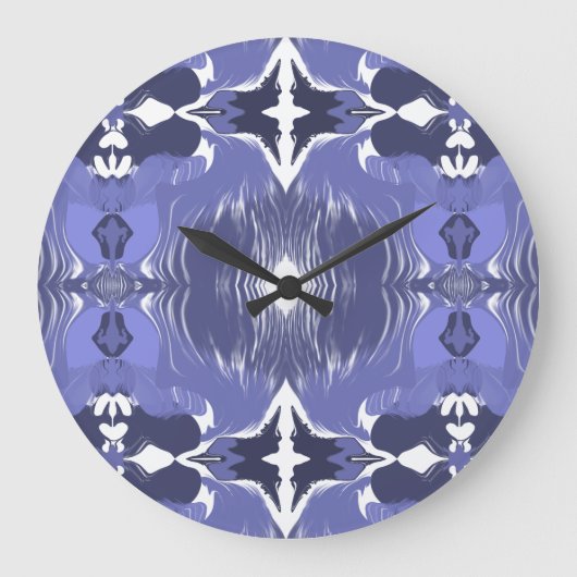 Middernacht Indigo Kaleidoscoop Grote Klok (Voorkant)