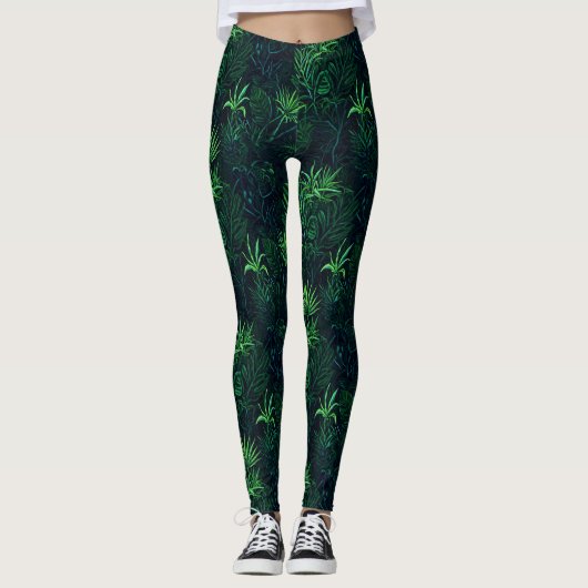 Middernacht Jungle Print Leggings (Voorkant)