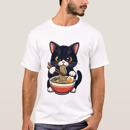 Middernacht Kat Ramen Buddy T-shirt (Voorkant)