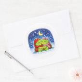 Middernacht Kerstmagie Ronde Sticker (Envelop)