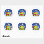 Middernacht Kerstmagie Ronde Sticker (Vel)