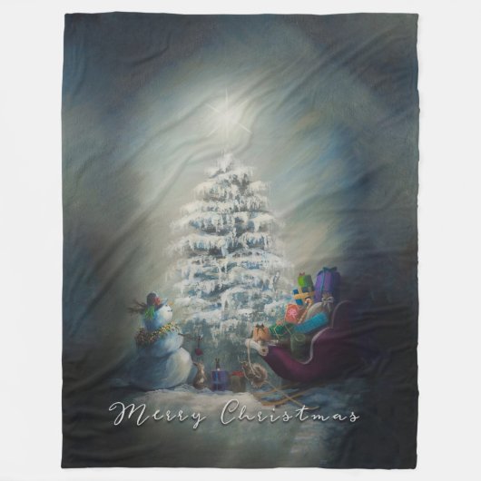 Middernacht Kerstmis Fleece Deken (Voorkant)