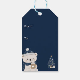Middernacht Kerstmis | Marineblauw, Zilver & Goud Cadeaulabel