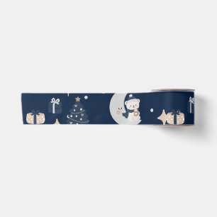 Middernacht Kerstmis Marineblauw, Zilver & Goud Satijnen Lint