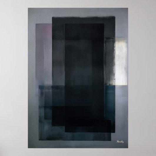 Middernacht Leiste Kleurveld Abstracte Moderne Wan Poster (Voorkant)