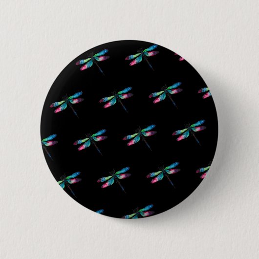 Middernacht Libellen Ronde Button 5,7 Cm (Voorkant)