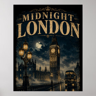 Middernacht Londen Big Ben Nacht Sfeervol Poster