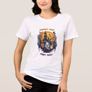 Middernacht Magie Spookachtig Zoete Cute Geest Hal Tri-Blend Shirt