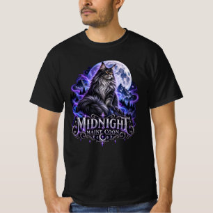 Middernacht Maine Coon Blauwe Maanverlichte Bos Ku T-shirt