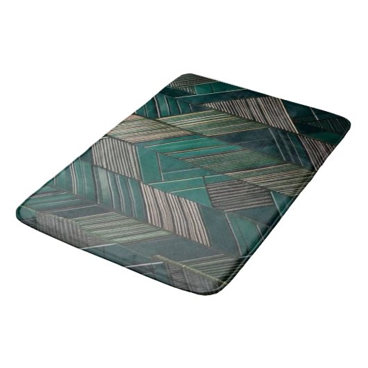 Middernacht Malachiet: Modern Art Deco Teal Badmat (Gekanteld)