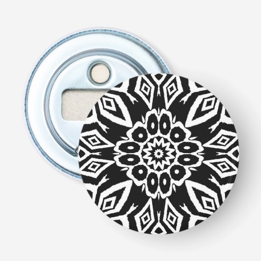 Middernacht Mandala Button Flesopener (Voorkant)