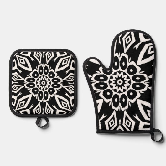 Middernacht Mandala Ovenwant & Pannenlap Set (Voorkant)