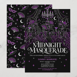 Middernacht Masquerade Hekserige Halloween Meisjes Kaart