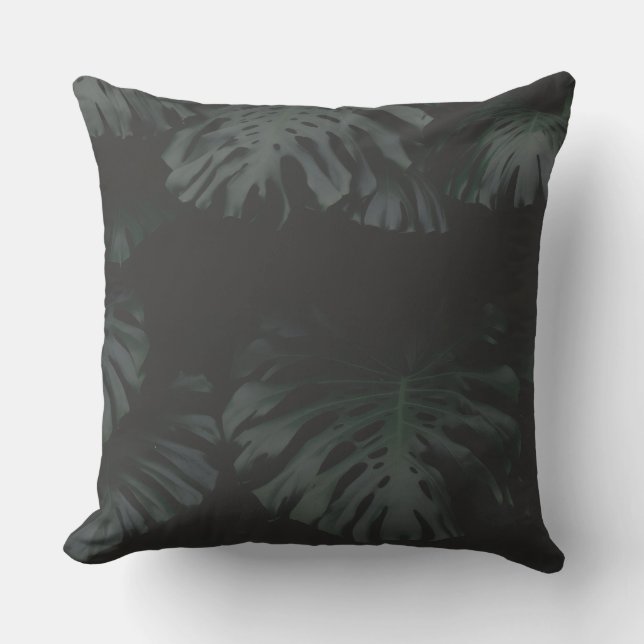 Middernacht Monstera Schaduwen Kussen (Voorkant)