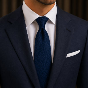 Middernacht Navy Damast Stille Luxe Stropdas