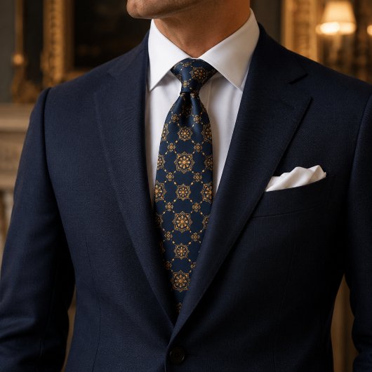 Middernacht Navy Imperial Medallion Luxe Stropdas