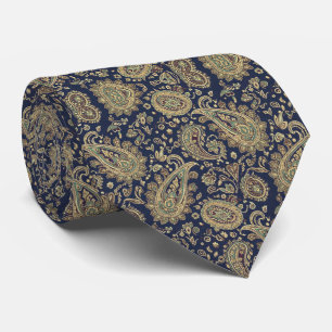 Middernacht Navy Paisley Stropdas