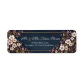 Middernacht Navy Witte Botanische Lijst Etiket (Voorkant)