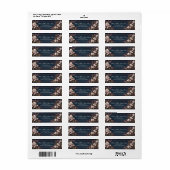 Middernacht Navy Witte Botanische Lijst Etiket (Full Sheet)