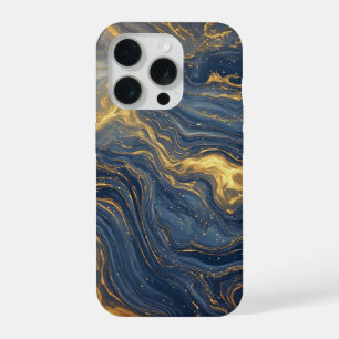Middernacht Oceaan Marmer Gloed ✨ Gouden Werveling iPhone 15 Pro Case