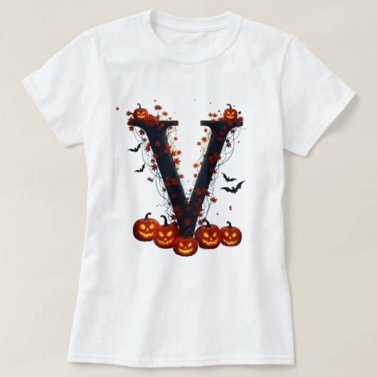 Middernacht ontwerp met letter V  T-shirt (Design voorkant)
