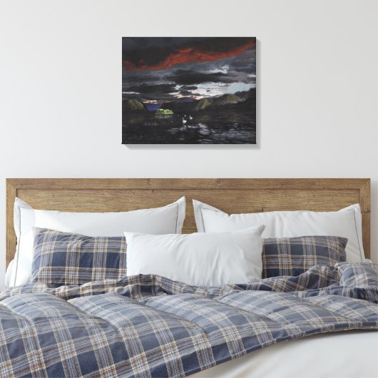 Middernacht op de Yukon River: Canvas Standaard Ma (Insitu (Slaapkamer))