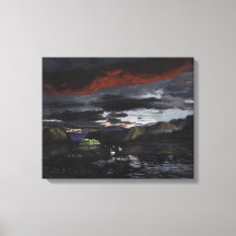 Middernacht op de Yukon River: Canvas Standaard Ma