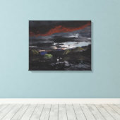 Middernacht op de Yukon River: Canvas Standaard Ma Afdruk (Insitu (Houten vloer))