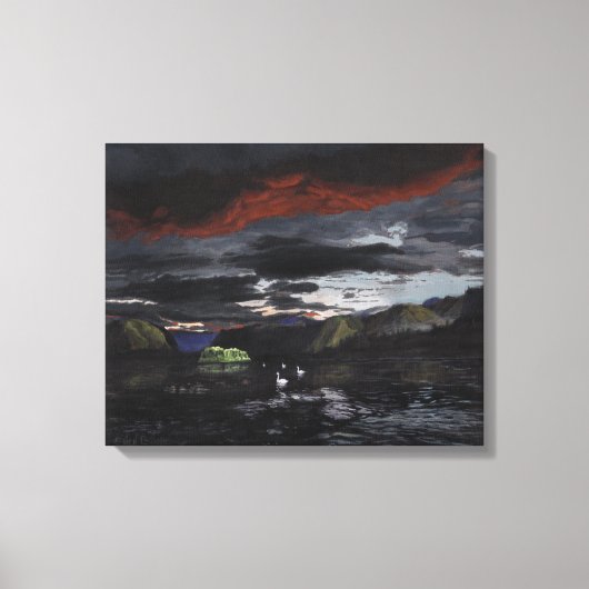 Middernacht op de Yukon River: Canvas Standaard Ma Afdruk (Voorkant)