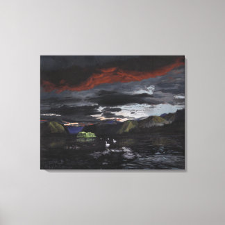 Middernacht op de Yukon River: Canvas Uncropped