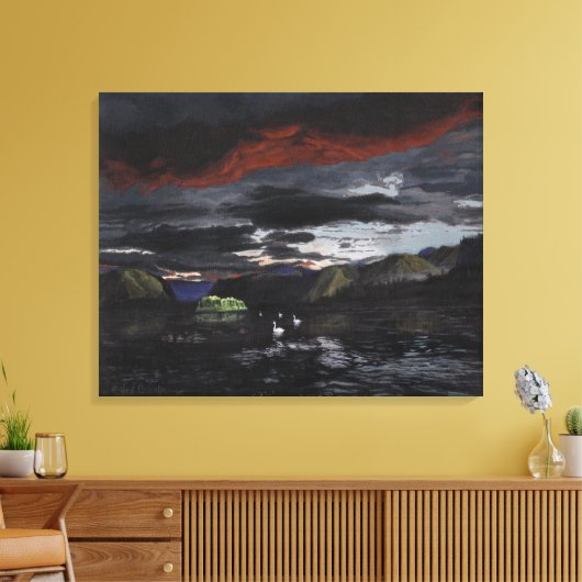 Middernacht op de Yukon River: Canvas Uncropped (Insitu (Woonkamer))