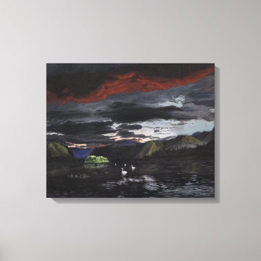 Middernacht op de Yukon River: Canvas Uncropped Afdruk (Voorkant)