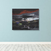Middernacht op de Yukon River: Canvas Uncropped Afdruk (Insitu (Houten vloer))