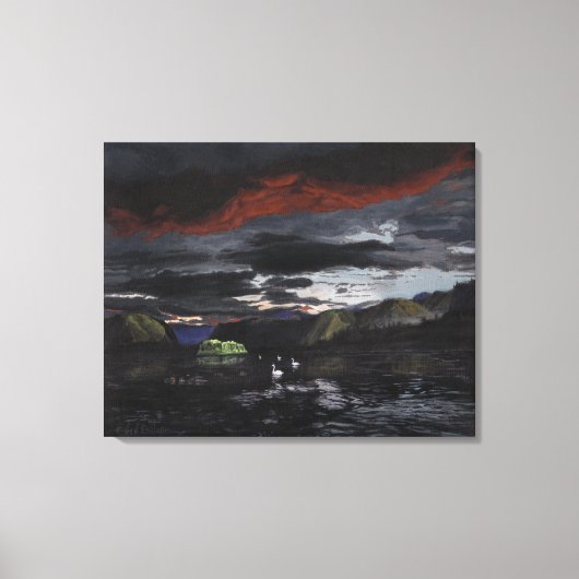 Middernacht op de Yukon River: Canvas Uncropped Afdruk (Voorkant)